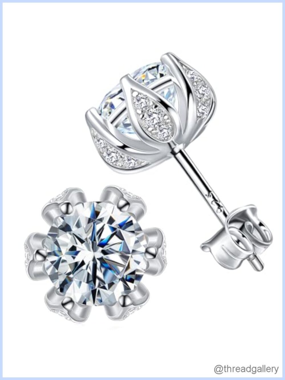 Moissanite Stud Earrings S925 Sterling Silver Round Cut Prong Set Gift